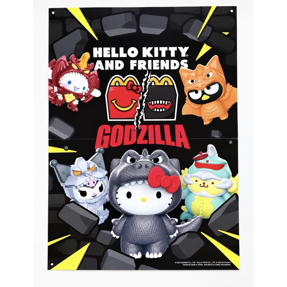 2026 Hello Kitty and Friends Godzilla McDonald's Poster Store Display